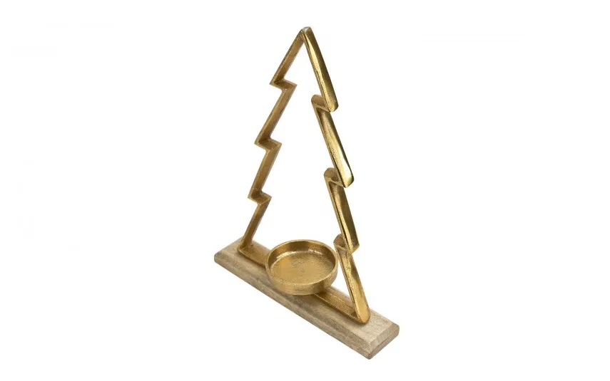 Ewax Metalowy świecznik Choinka złota 32 cm duża Outlet