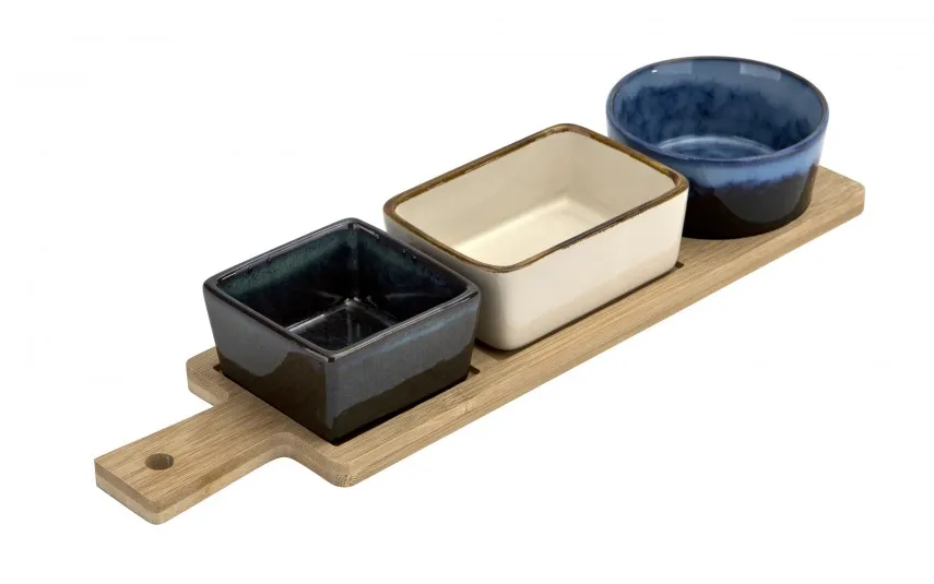 Allesken 3 Miseczki ceramiczne na przekąski na tacy Discount