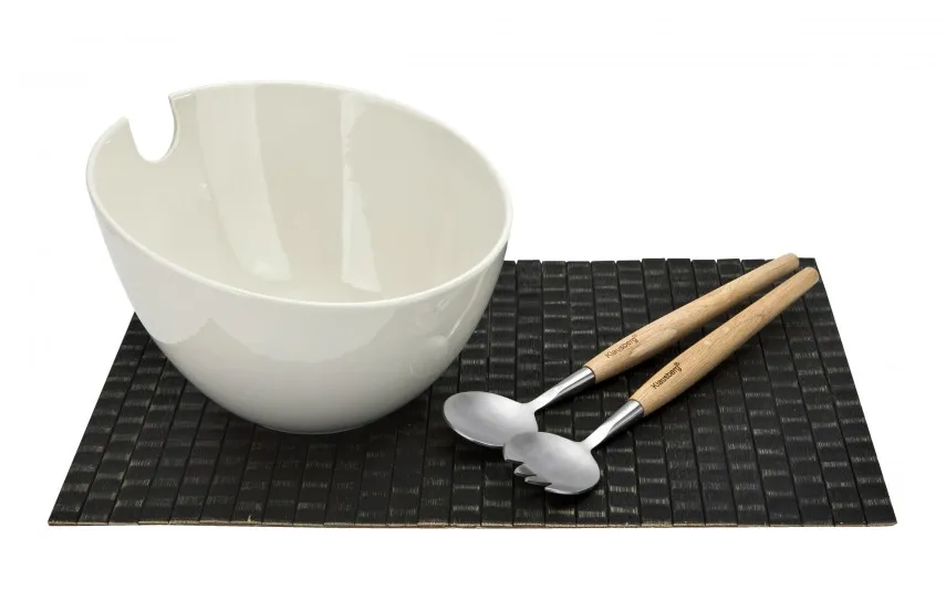 Klausberg Miska ceramiczna z łyżkami w zestawie biała Hot