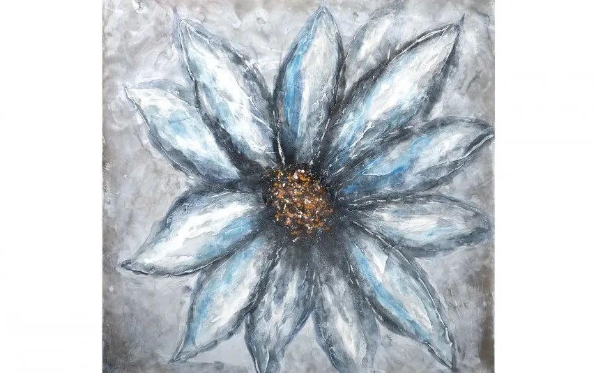 Witek Home Obraz 100x100 cm Niebieski Kwiat Hot