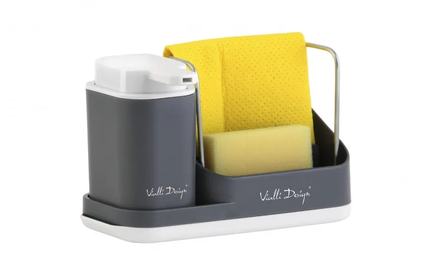 Vialli Design Organizer kuchenny z dozownikiem Livio Duo szary New