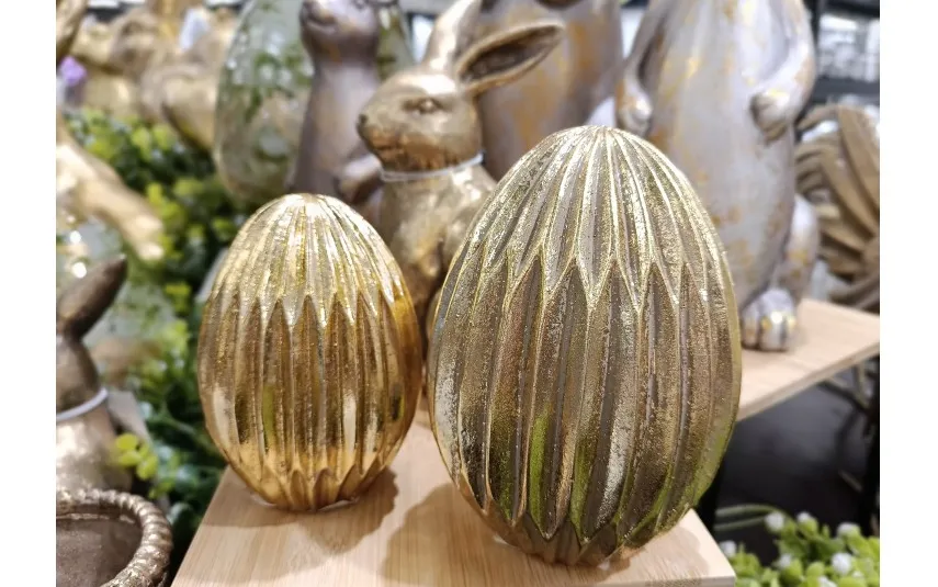 Art-Pol Ozdoba jajko złote karbowane 14,5 cm Sale