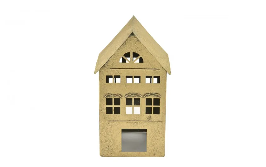 Ewax Ozdoba świąteczna domek 28 cm złoty metal 8734 Outlet