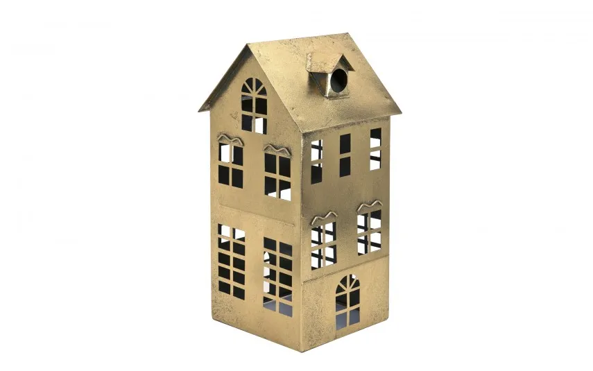Ewax Ozdoba świąteczna domek 42,5 cm złoty metal 8716 New