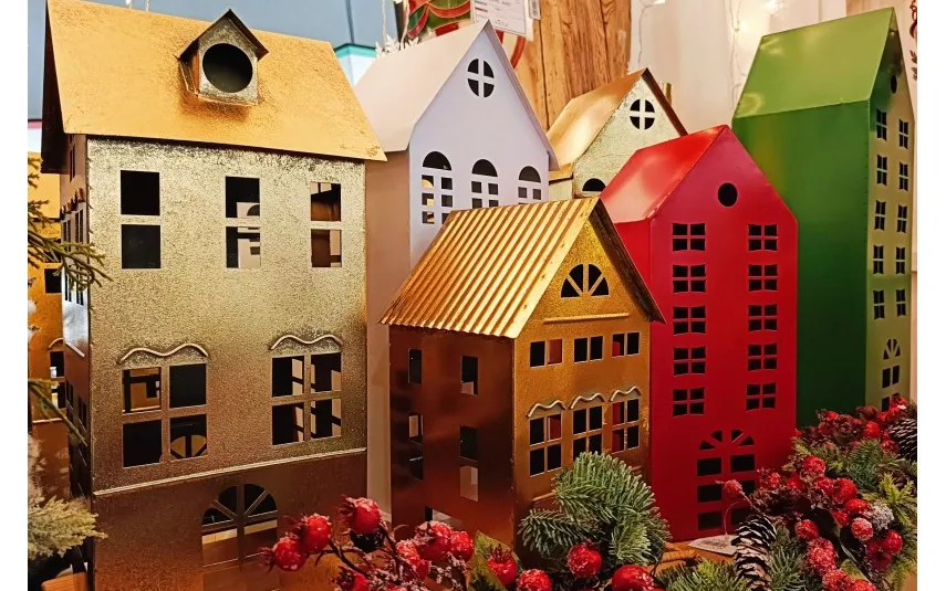 Ewax Ozdoba świąteczna domek 35,5 cm czerwony metal 7625 Discount