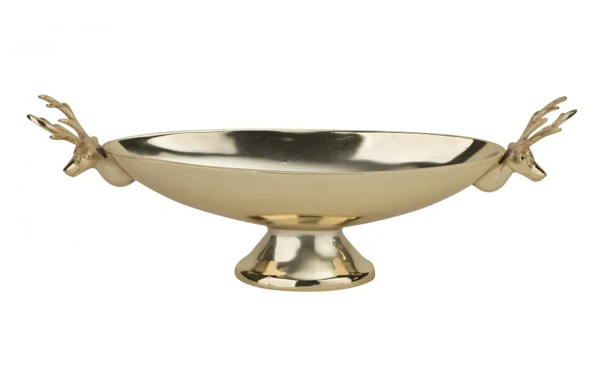 Ewax Patera dekoracyjna z Reniferami złota metalowa 34 cm Clearance