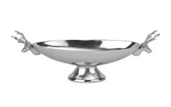Ewax Patera dekoracyjna z Reniferami srebrna metalowa 45 cm Outlet