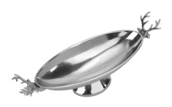 Ewax Patera dekoracyjna z Reniferami srebrna metalowa 45 cm Outlet