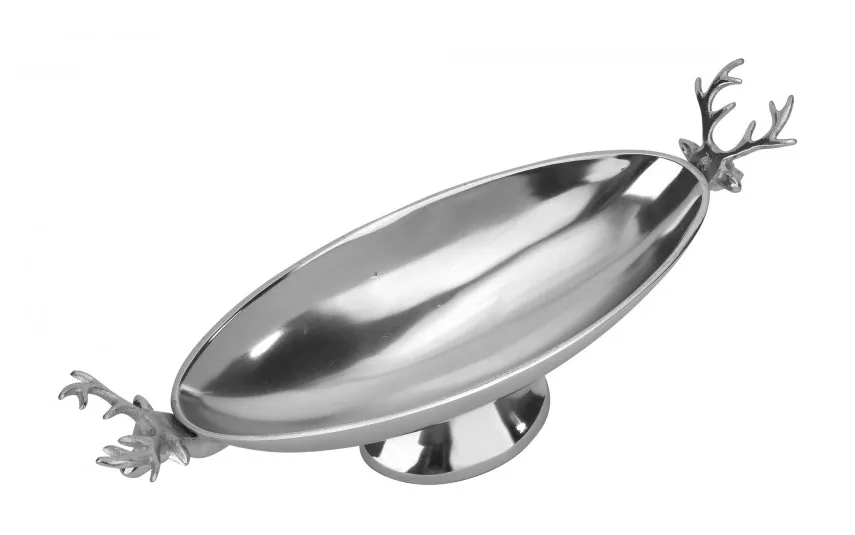 Ewax Patera dekoracyjna z Reniferami srebrna metalowa 45 cm Outlet