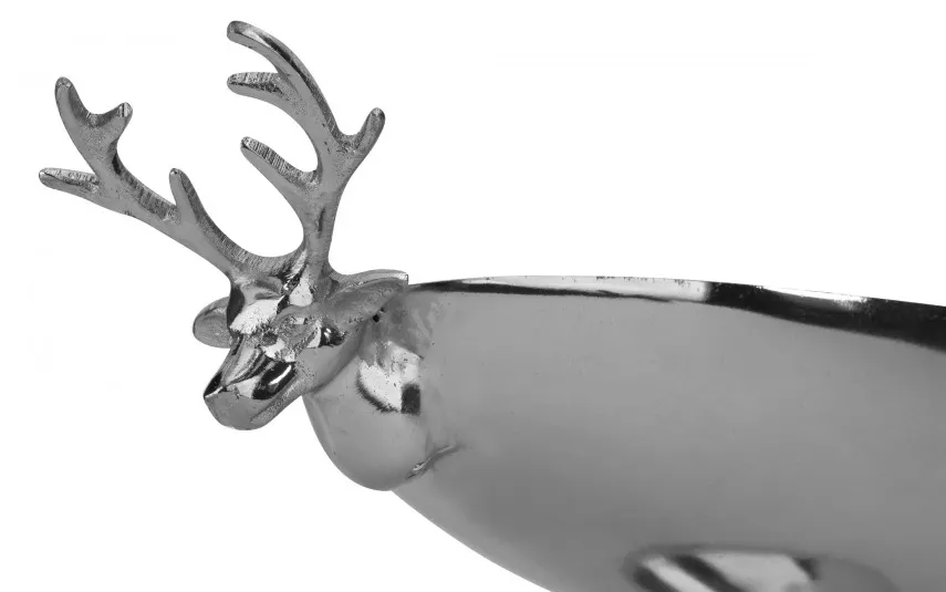 Ewax Patera dekoracyjna z Reniferami srebrna metalowa 45 cm Outlet
