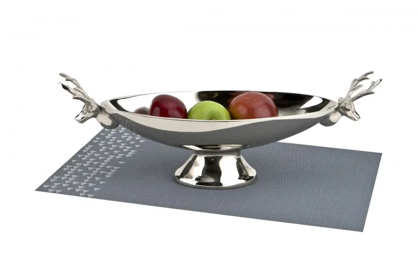 Ewax Patera dekoracyjna z Reniferami srebrna metalowa 45 cm Outlet