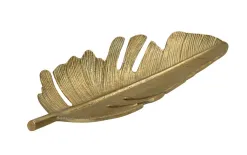 Dekor Pap Patera liść metalowy złoty 34 cm Fashion