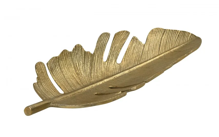 Dekor Pap Patera liść metalowy złoty 34 cm Fashion