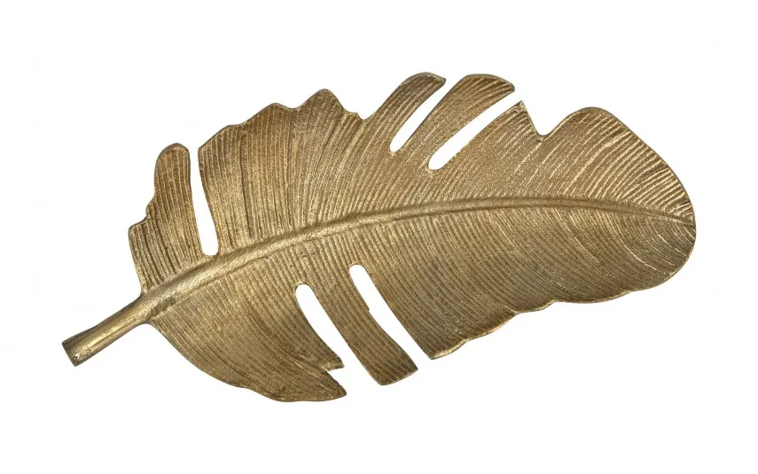 Dekor Pap Patera liść metalowy złoty 34 cm Fashion