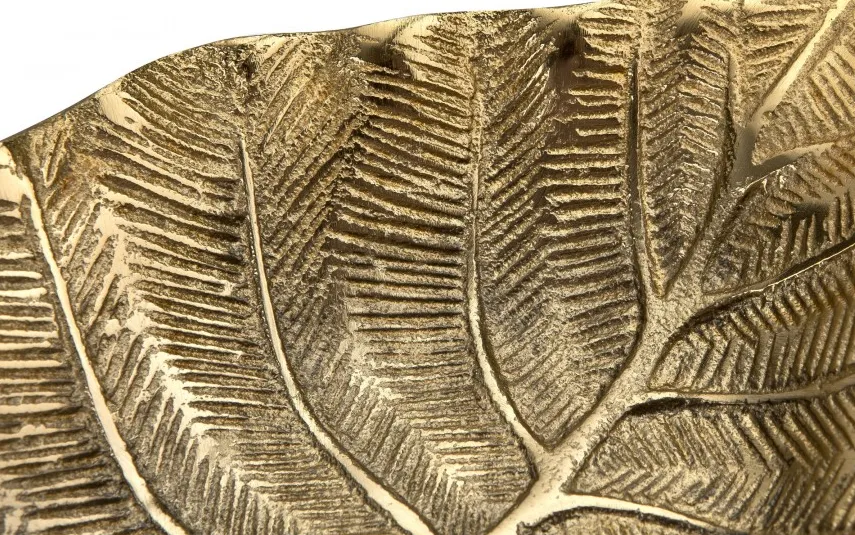 Dekor Pap Patera metalowa złoty liść 23cm Clearance