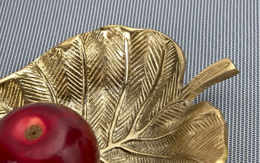 Dekor Pap Patera metalowa złoty liść 23cm Clearance