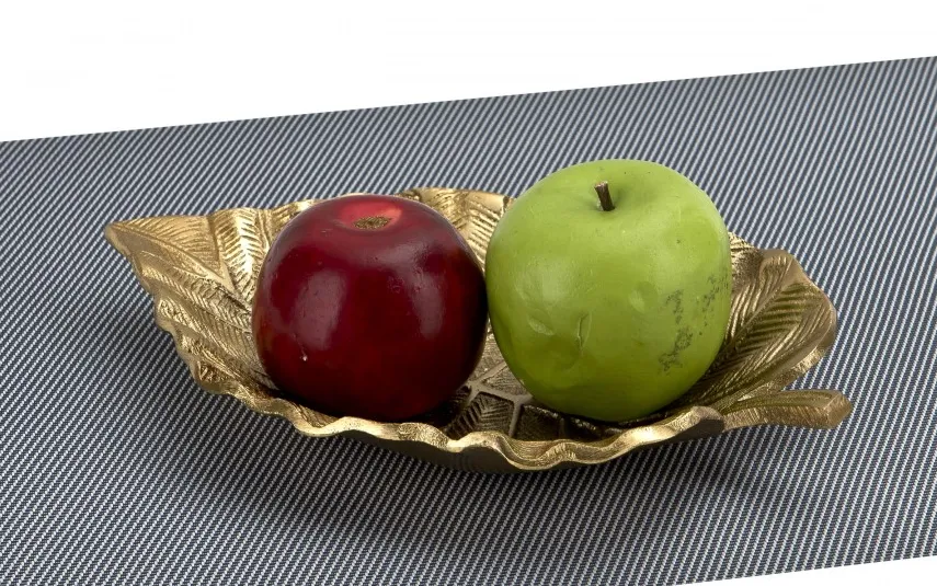 Dekor Pap Patera metalowa złoty liść 23cm Clearance