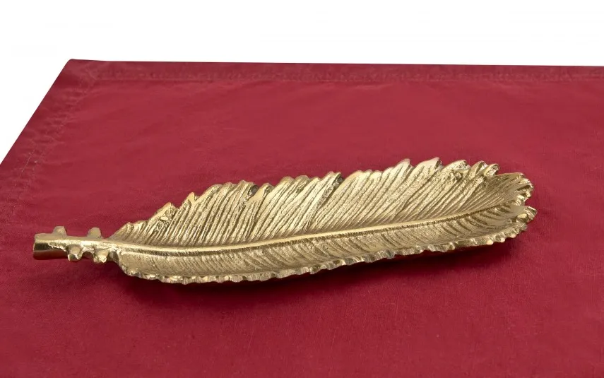 Dekor Pap Patera ozdobna 26x10,5 cm Liść złoty Sale