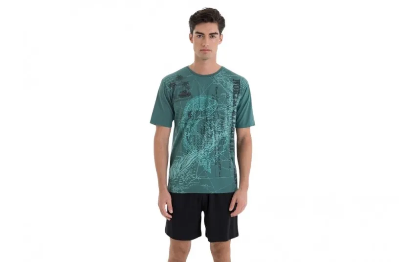 Massana Homewear Piżama męska bawełniana rozm. S Gent L251308 zielona Outlet