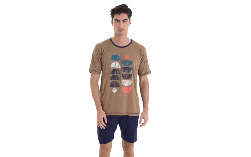 Massana Homewear Piżama męska rozm. L Gent L251312 Camel Best
