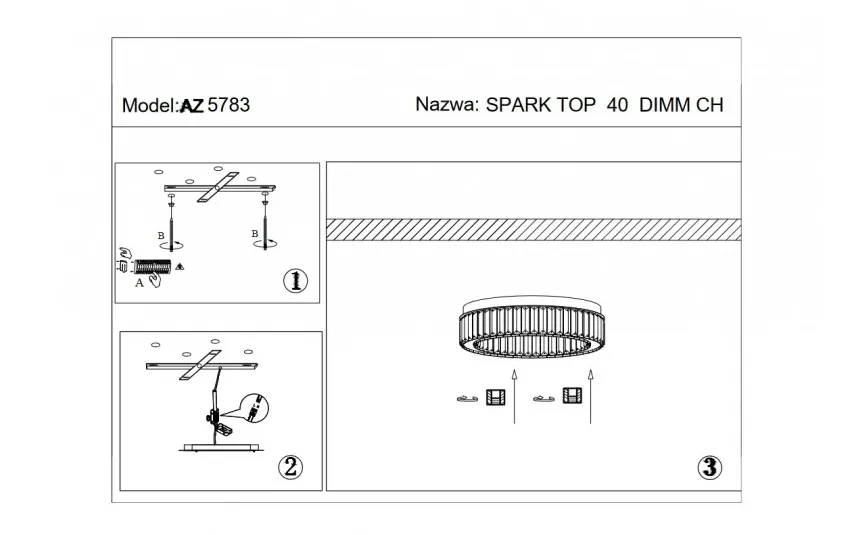Azzardo Plafon kryształowy SPARK TOP 40 DIMM 5783 chrom New