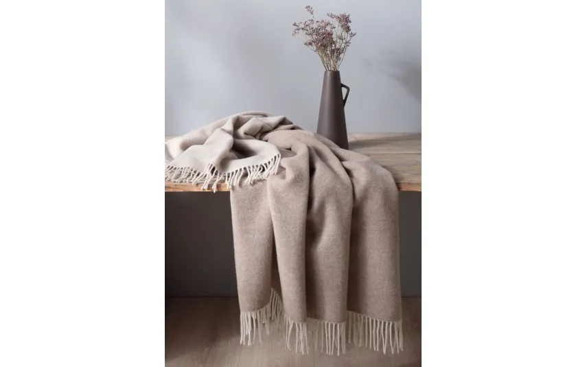 Biederlack Pled bawełniano-kaszmirowy 130x170 cm Natur Sand 747211 Outlet