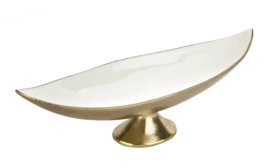 Ewax Półmisek dekoracyjny duży 51 cm biało-złoty metalowy Sale