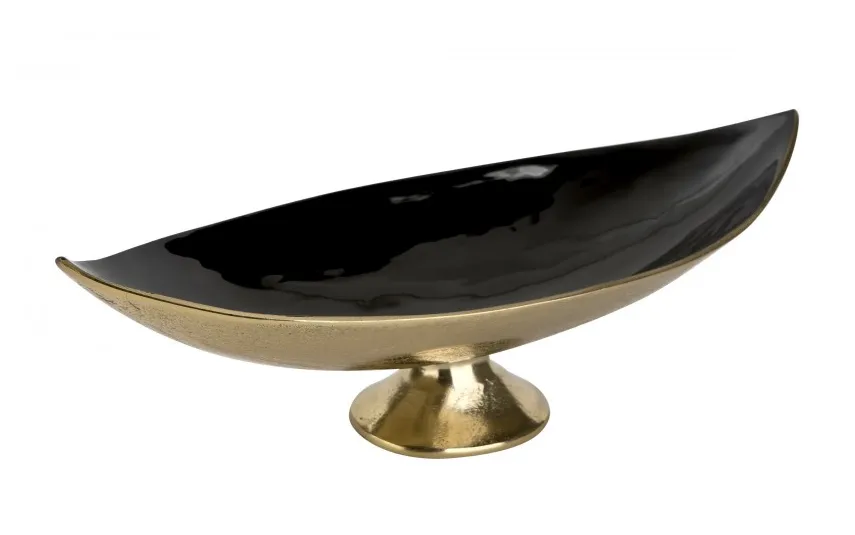 Ewax Półmisek dekoracyjny duży 51 cm czarno-złoty metalowy Outlet