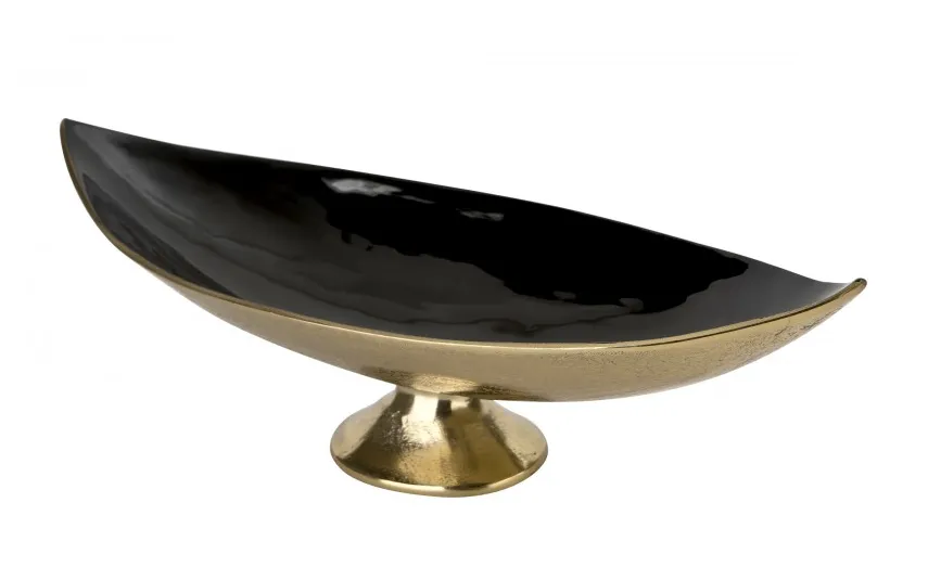 Ewax Półmisek dekoracyjny duży 51 cm czarno-złoty metalowy Outlet