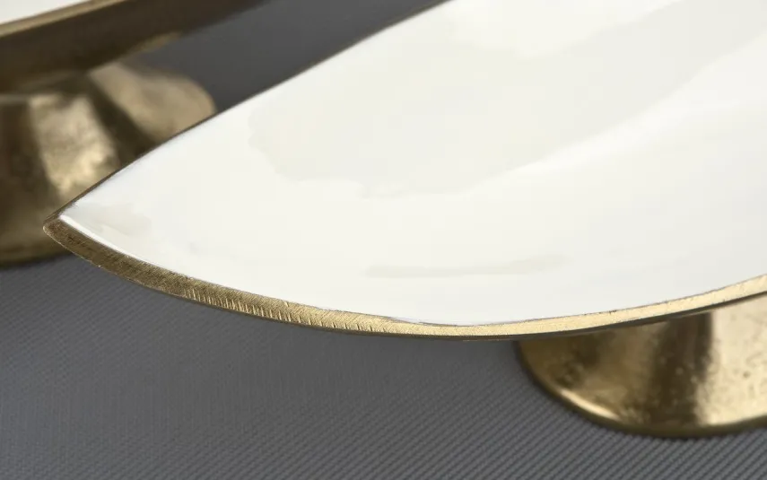 Ewax Półmisek dekoracyjny duży 51 cm biało-złoty metalowy Sale