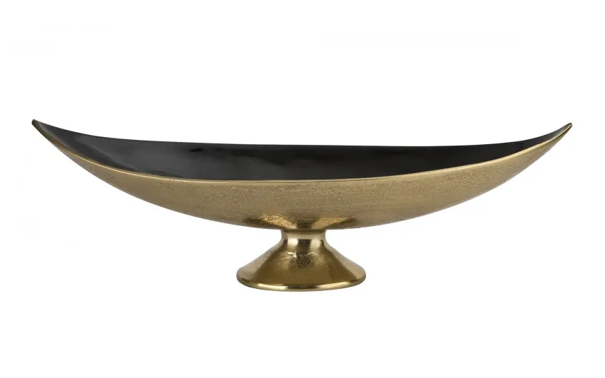 Ewax Półmisek dekoracyjny duży 51 cm czarno-złoty metalowy Outlet