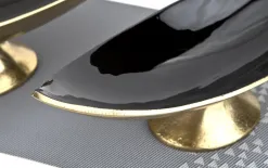 Ewax Półmisek dekoracyjny duży 51 cm czarno-złoty metalowy Outlet