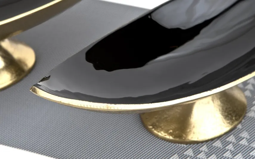 Ewax Półmisek dekoracyjny duży 51 cm czarno-złoty metalowy Outlet