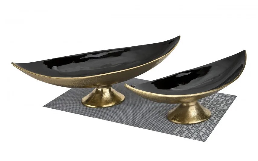 Ewax Półmisek dekoracyjny mały 41 cm czarno-złoty metalowy Best
