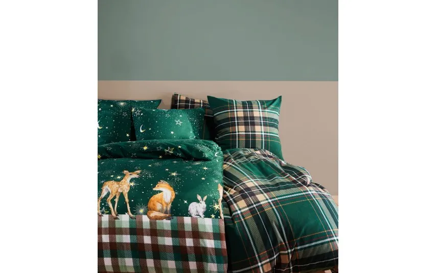Fleuresse Pościel flanelowa 155x200 cm Aspen 434370/05 zielona Online