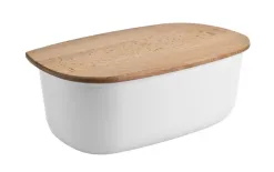Practic Pojemnik na pieczywo z drewnianą pokrywą biały Discount