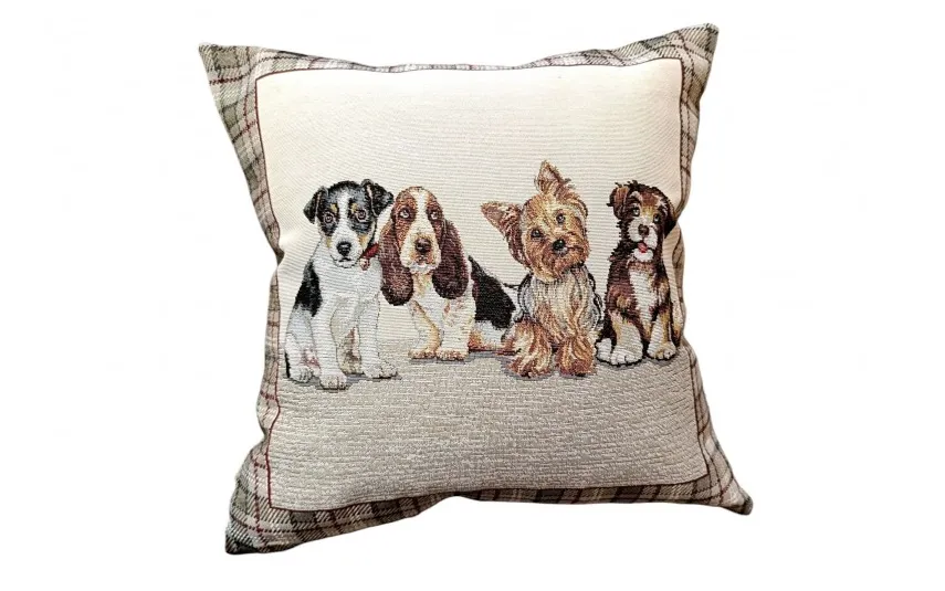 Artica Poszewka dekoracyjna 45x45 cm Pieski krata Fashion