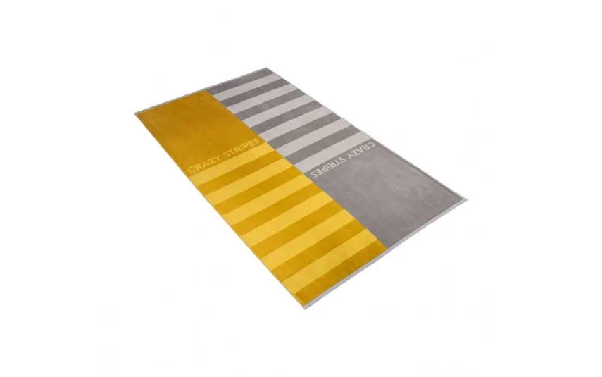Vossen Ręcznik plażowy 100x180 cm Crazy Stripes 001 żółto-szary Hot
