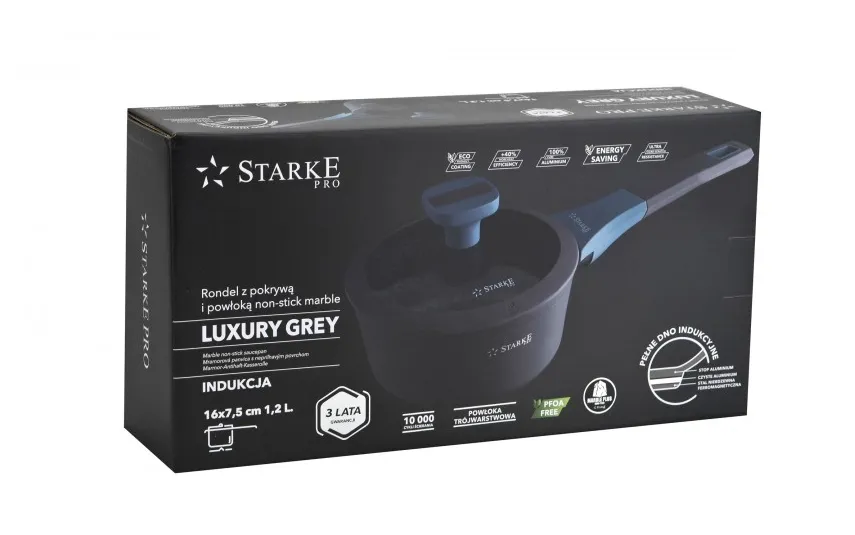 Starke PRO Rondel 1,2 L Luxury Grey z powłoką Marble na indukcję New