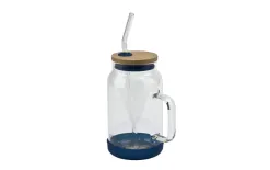 Vialli Design Słoik ze słomką 600 ml Fuori granatowy Fashion