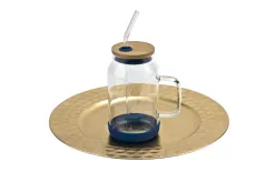 Vialli Design Słoik ze słomką 600 ml Fuori granatowy Fashion