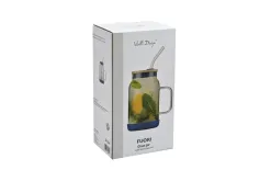 Vialli Design Słoik ze słomką 600 ml Fuori granatowy Fashion