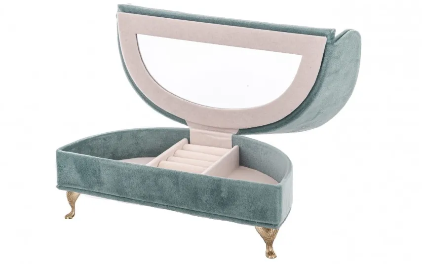 Art-Pol Szkatułka na biżuterię welurowa Sofa miętowa Clearance