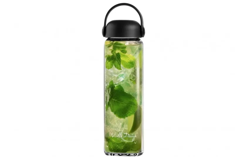 Vialli Design Szklana butelka na wodę 540 ml Fuori czarna Sale