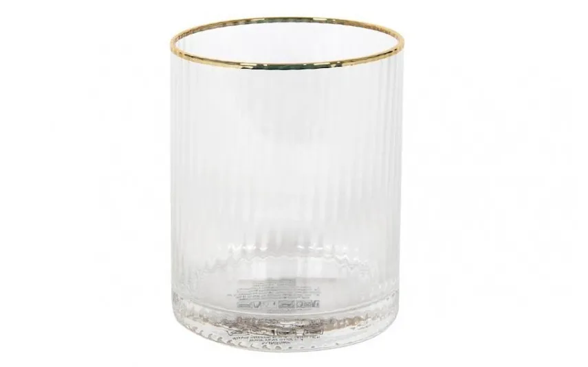 MPLCo Szklanka do drinków 300 ml niska ryflowana Rim Gold Online