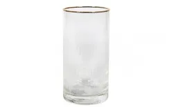 MPLCo Szklanka do drinków 450 ml wysoka ryflowana Rim Gold Outlet