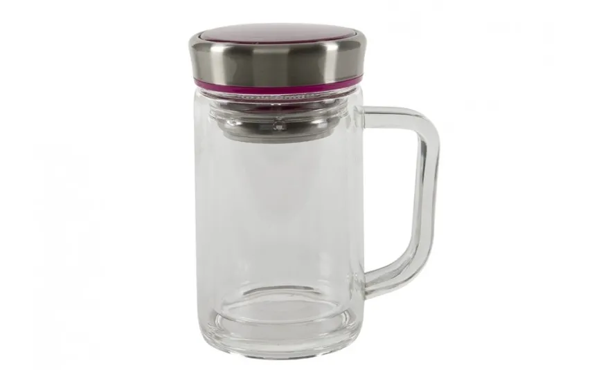 Witek Home Szklany kubek 360ml z nakrętką Best