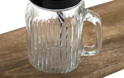 MPLCo Szklany słoik ze słomką 450 ml czarny paski Sale