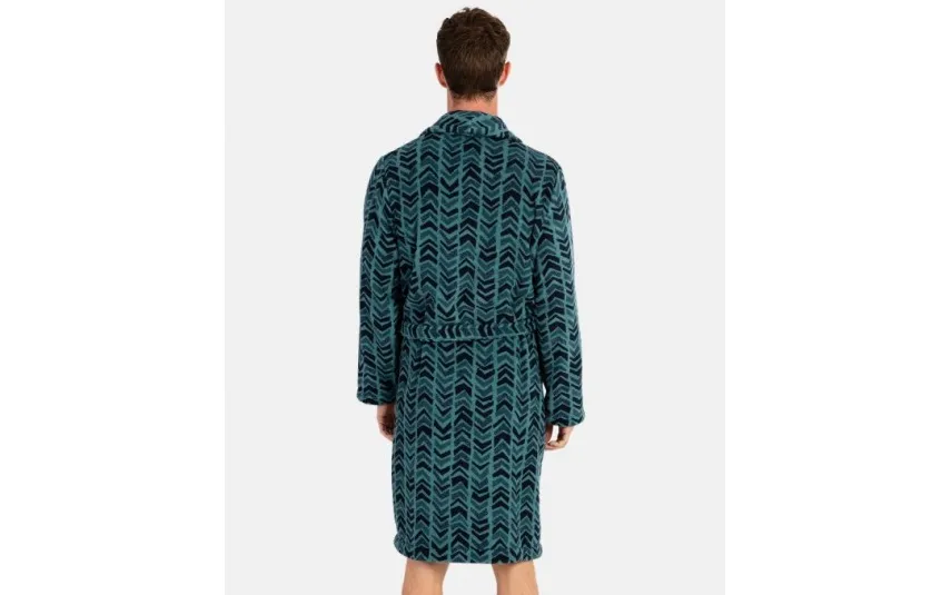 Massana Homewear Szlafrok męski polarowy L746307- L długi zielony jodełka Sale