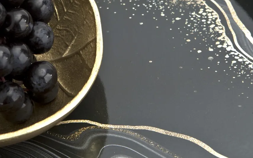 Art-Pol Taca dekoracyjna 34,5 cm czarno- złota Tulum Sale